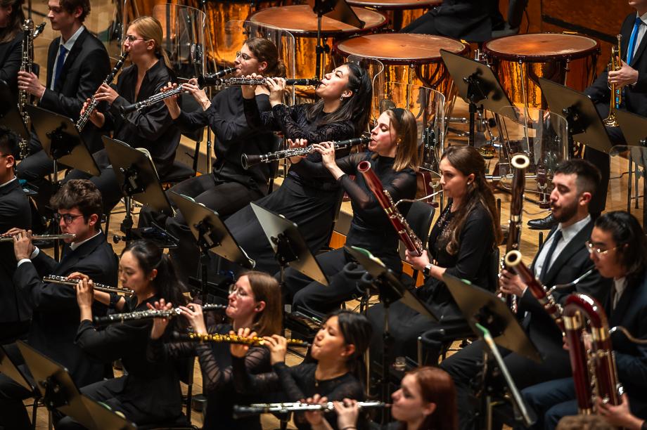 Die Holzbläsergruppen beim HSO-Konzert in der Liederhalle.