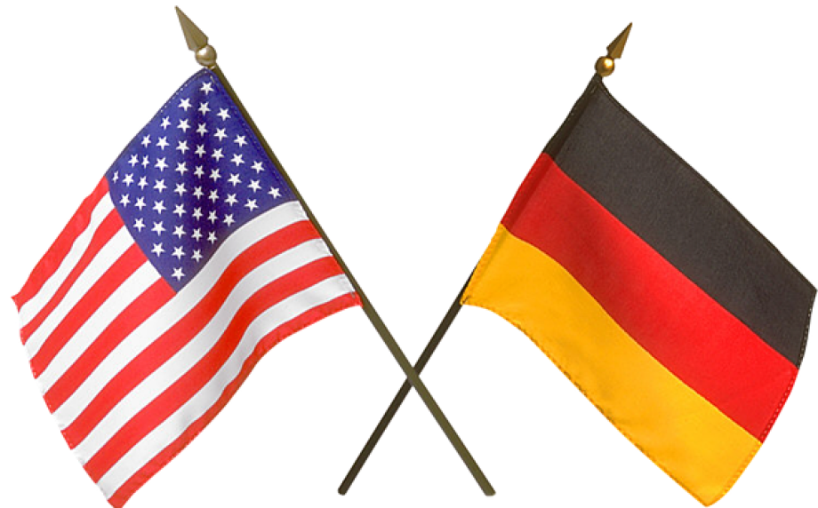 Amerikanische und Deutsche Flagge.