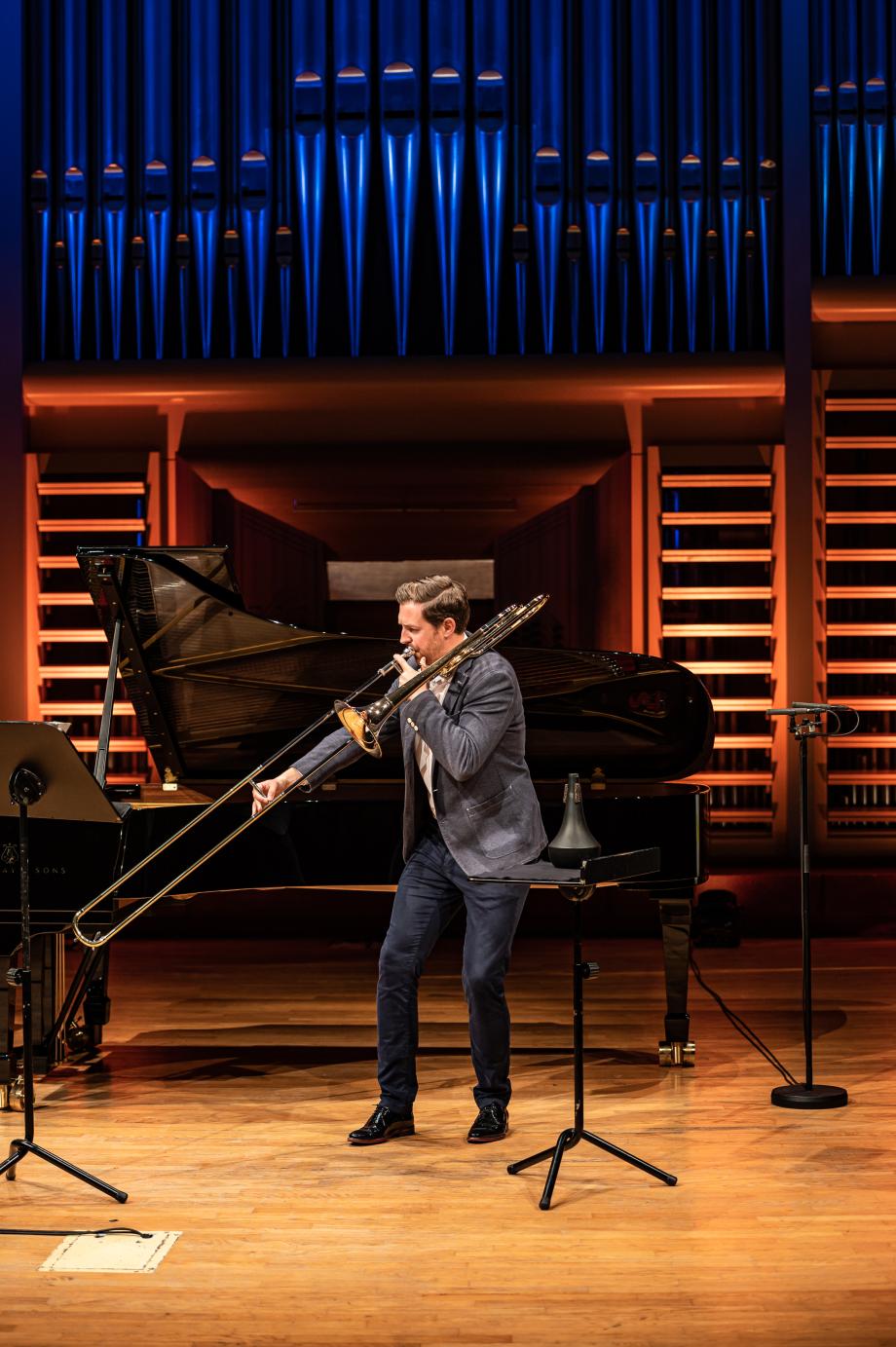 Posaunist beim Preisträgerkonzert Kesselblech 2022.