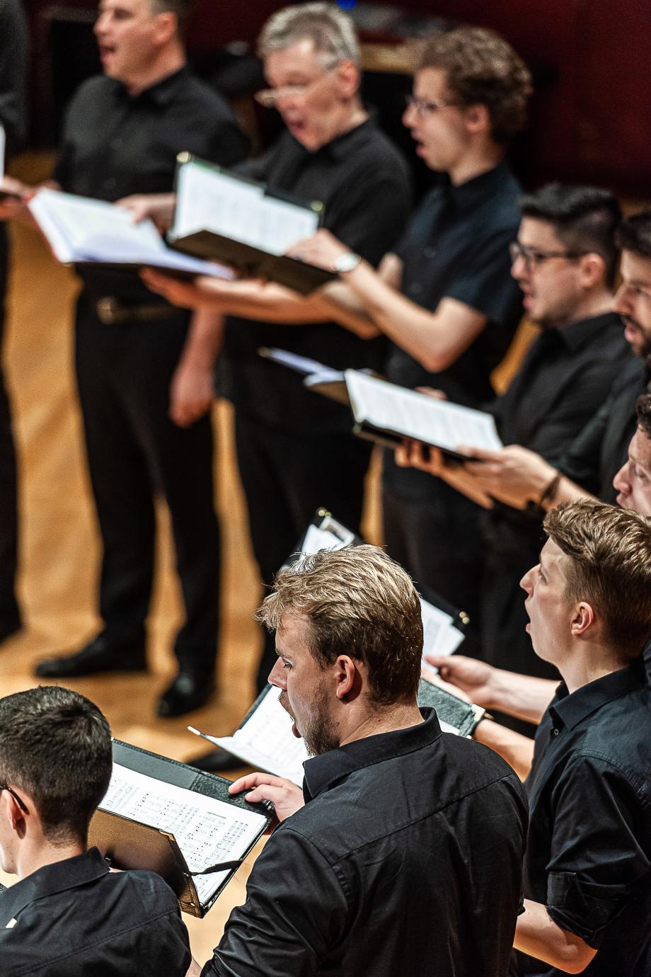 Detailaufnahme von einzelnen Mitgliedern des Popchores.