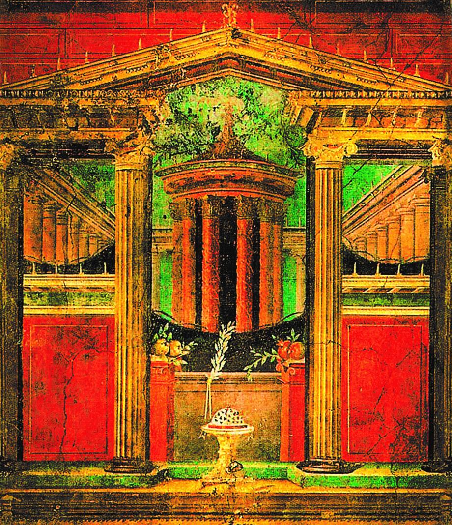 Alte Zeichnung eines antiken Tempels