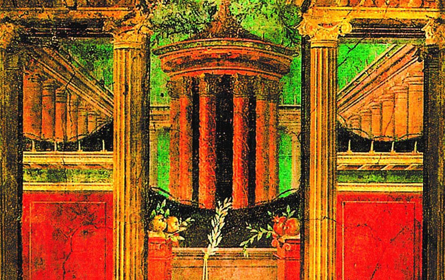 Alte Zeichnung eines antiken Tempels